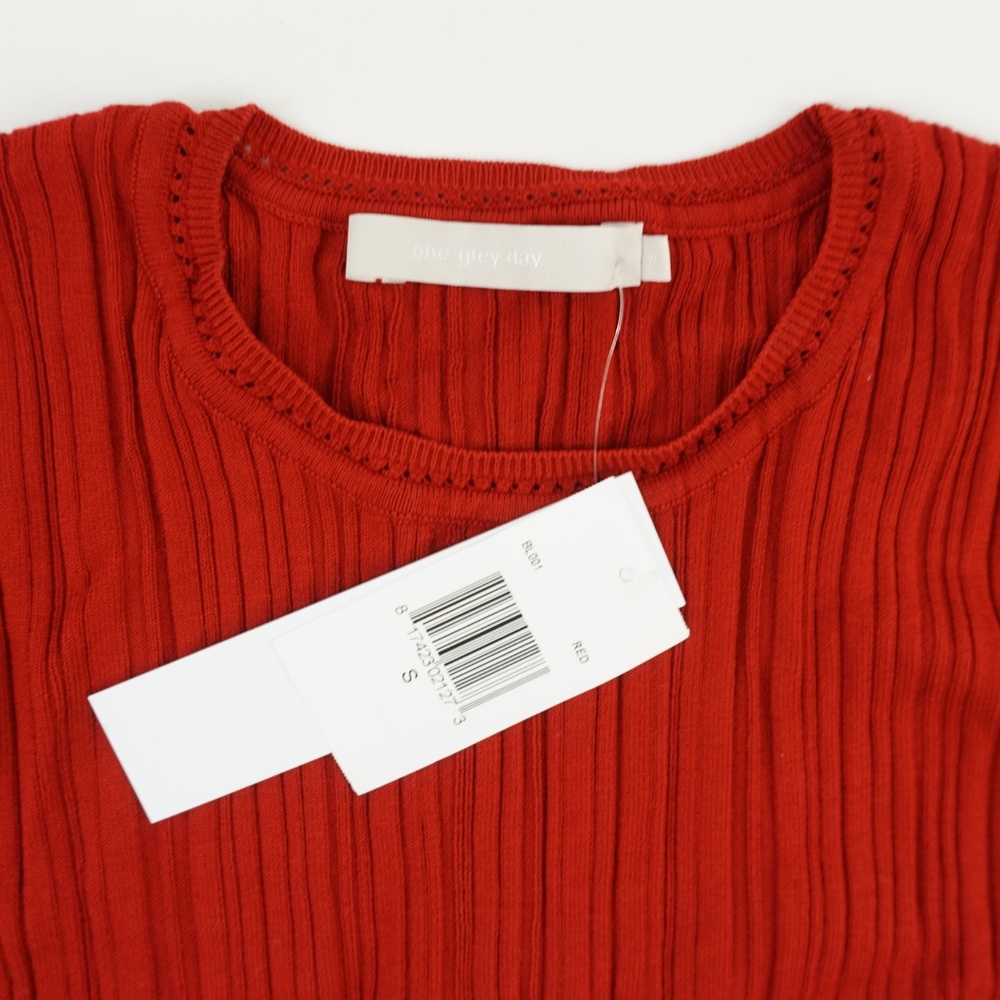 One Grey Day Ribbed Knit Ruffled Pullover Top - Picture 5 of 8